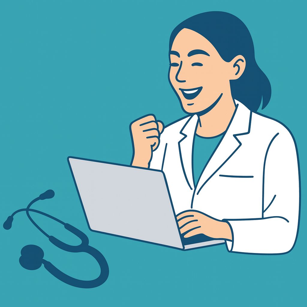 Médecin révisant sur ordinateur